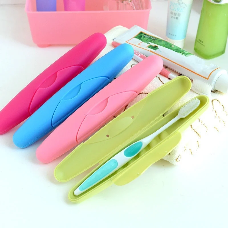 

1PC Pure Color Tooth Brush Storage Box Travel Portable Toothbrush Tableware Fork Spoons Protect Container Case Holder