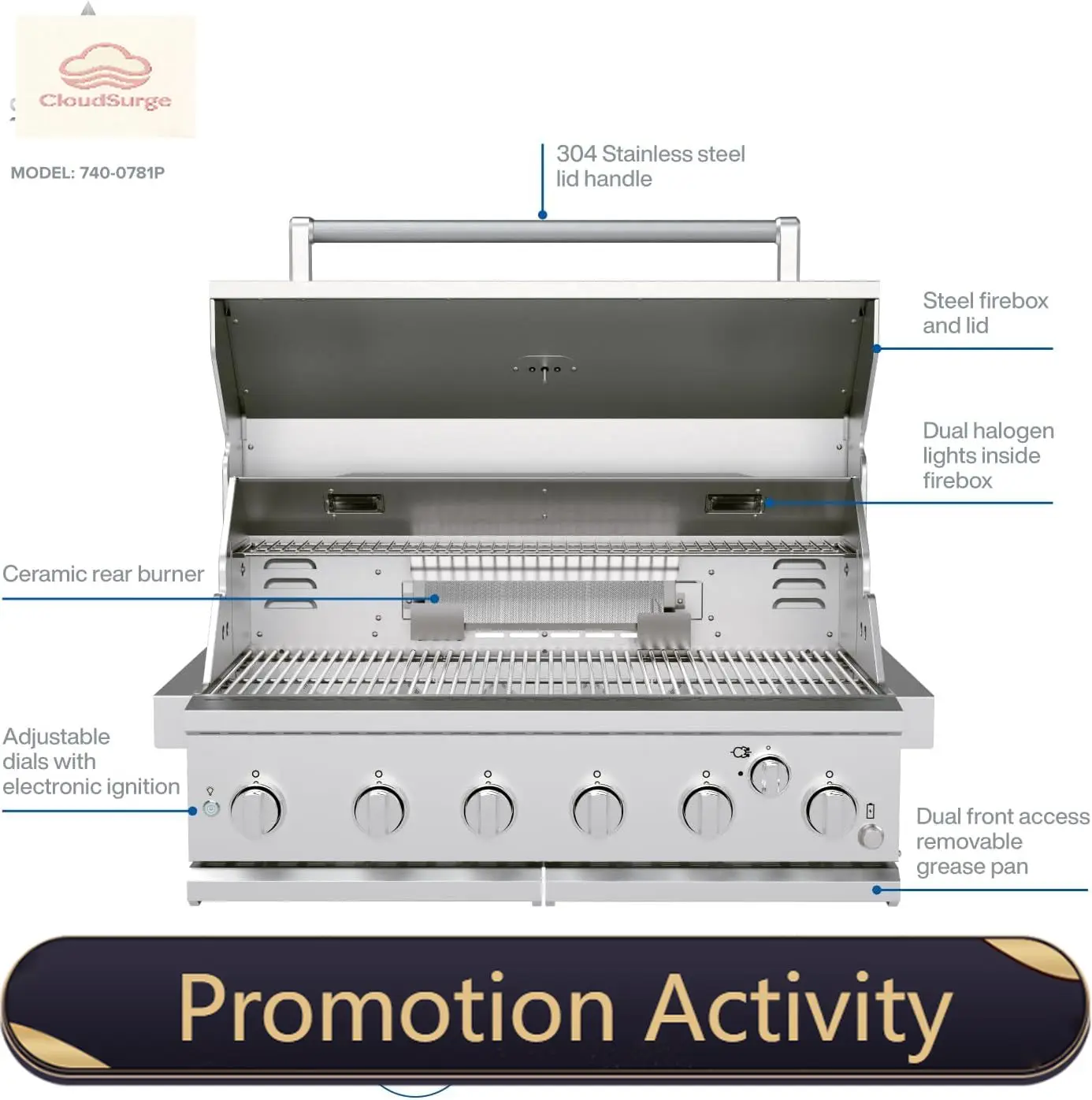 

Высококачественная встраиваемая газовая гриль-плита с 6 конфорками, 36-дюймовый пропановый гриль из нержавеющей стали с задней конфоркой, 73 000 BTU