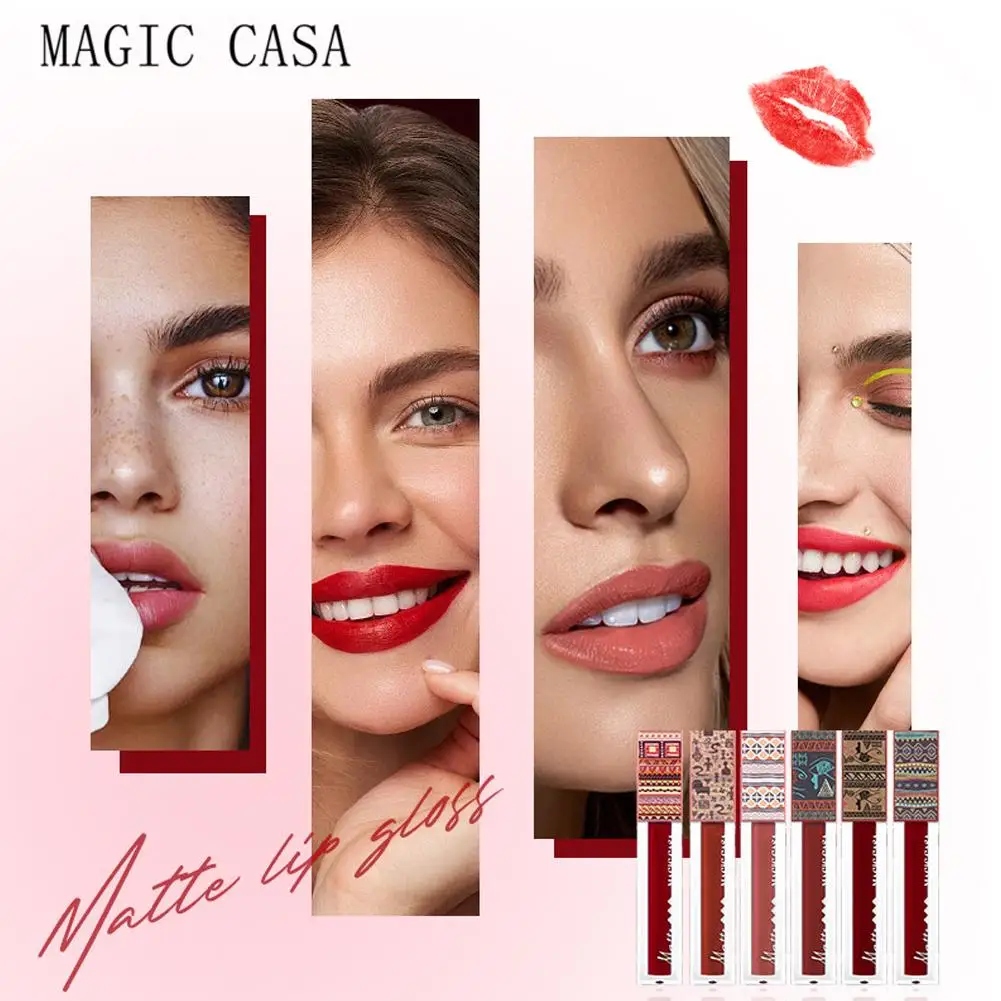 MAGIC CASA-Batom Líquido Fosco Impermeável, Maquiagem Gloss de Longa Duração, Lábios Esmaltados, Matiz Leve, Cosméticos, O5J6