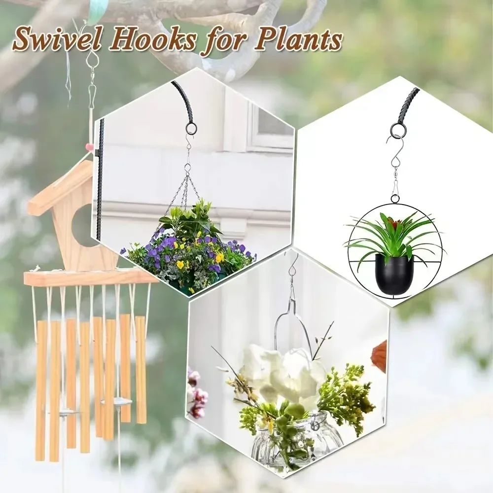 1/5/10Pcs Swivel Hooks Clips for Hanging Wind Spinners Wind Chimes Crystal Twisters Party Tools Kitchen Bedroom Rotating S Hooks