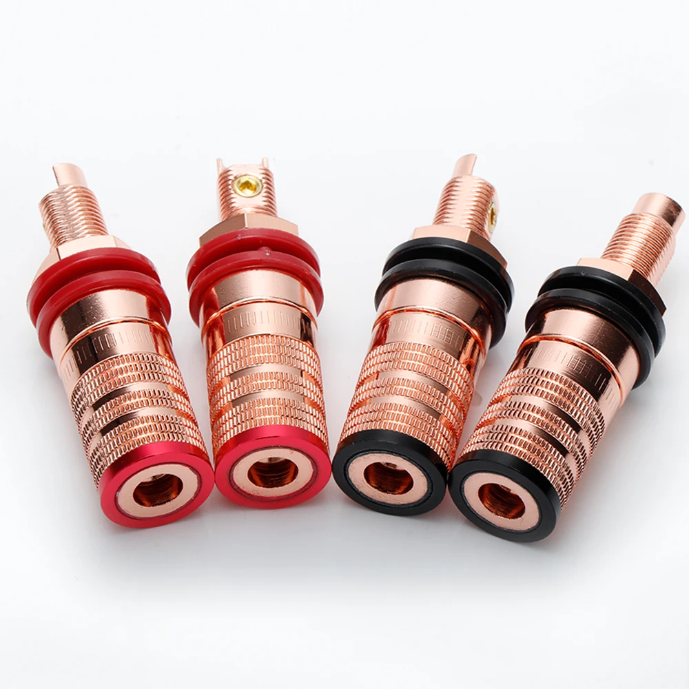 Electroplating red copper Speaker AMP Short Binding Post HiFi Banana Jack Socket Panel Chassis Mount