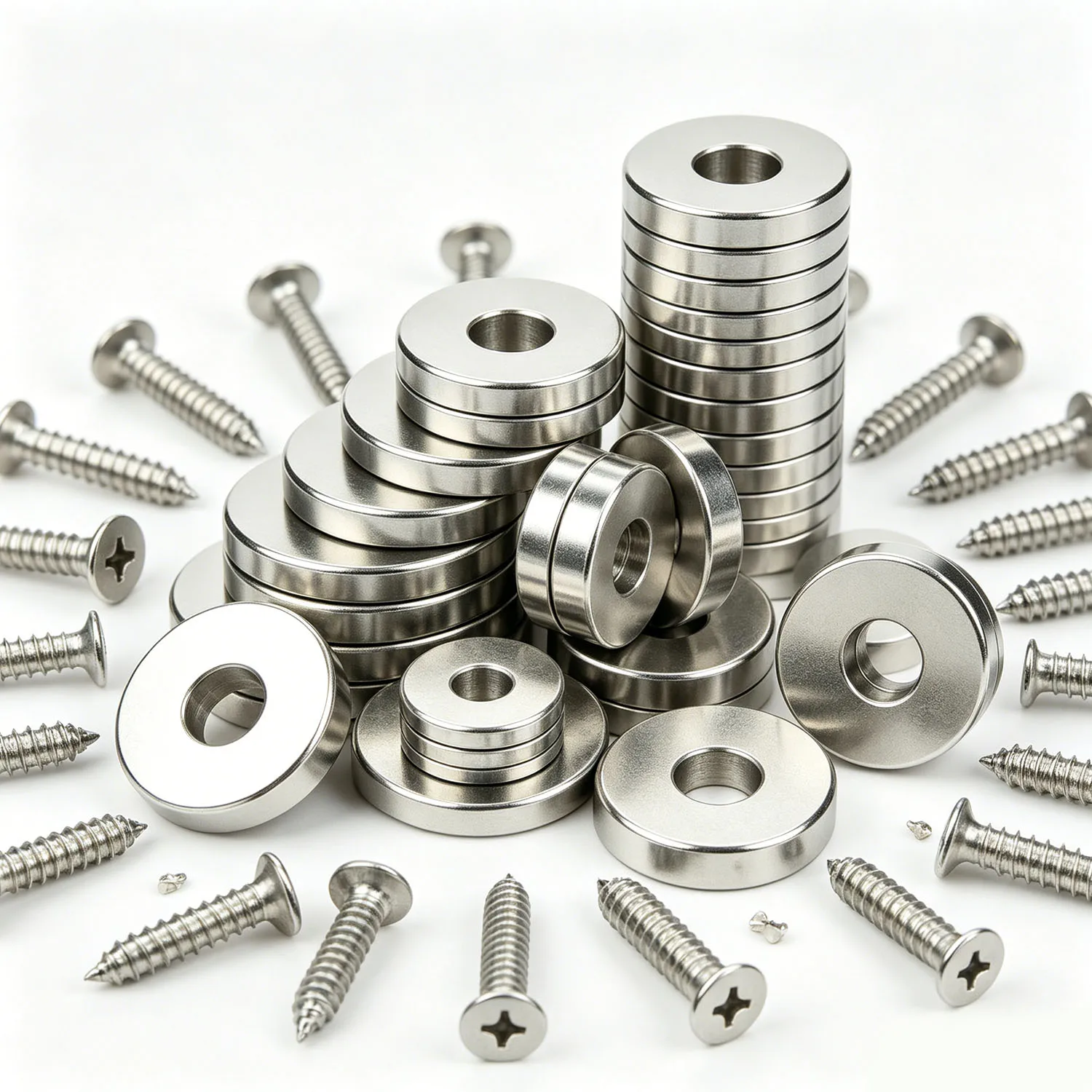 Neodymium Disc Countersunk Hole Magnets Heavy Duty NdFeB  Magnet iman Disc with Stainless Screws M3 M4 M5 For Storage