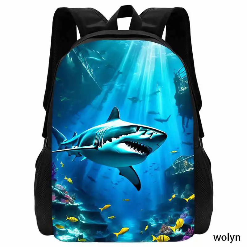 Shark Pattern Mochila Backpack for Children Grade1-4,School Bags for Boys Girls,Animal Print Light Weight Child Studen Bookbags