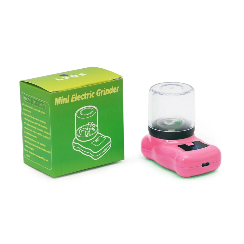 Plastic Electric Cigarette Grinder Battery Level Display USB Charging Mini Portable Grinder Crusher Cigarette Crusher