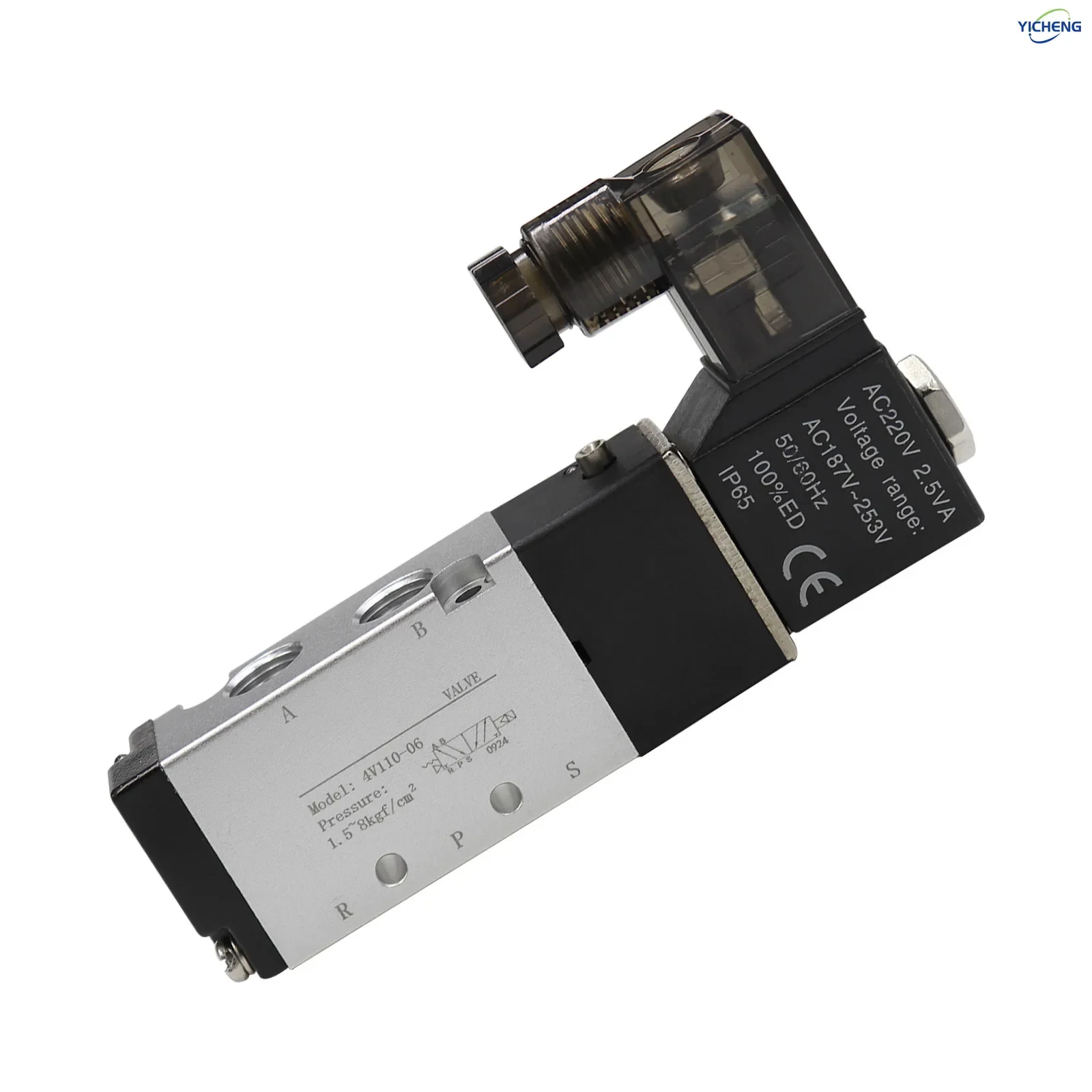 4V110-06 1/8 "صمام الملف اللولبي لفائف واحدة تعمل بالطيار الكهربائية 2 موقف 5 طريقة صندوق وصلات أو سلك المخرج #6