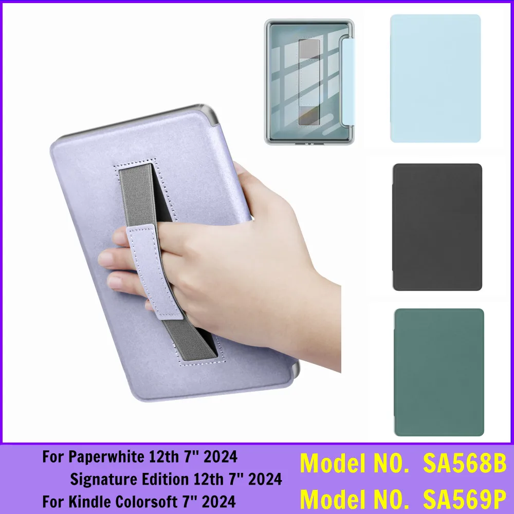 

Чехол с ремешком для Kindle Paperwhite 12-го поколения 2024 Signature Edition 12th Colorsoft 7 дюймов SA569P SA568B, обложка для сна для электронной книги