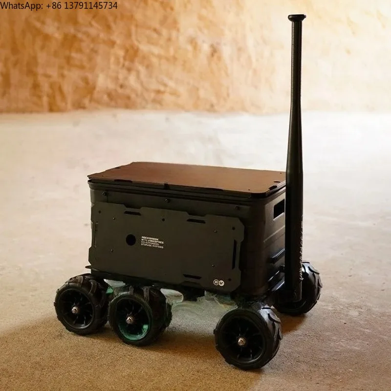 

Outdoor Trailer Storage Box Wheels Al Alloy Camping Beach Pull Cart Tank Heavy Duty Portable Trolley for Camper Van Activities