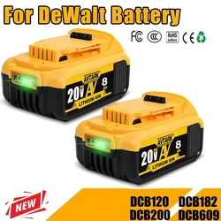 100% Original 20V 8.0Ah MAX Battery Power Tool Replacement for DeWalt DCB184 DCB181 DCB182 DCB200 20V 8A 6A 18Volt 20v Battery