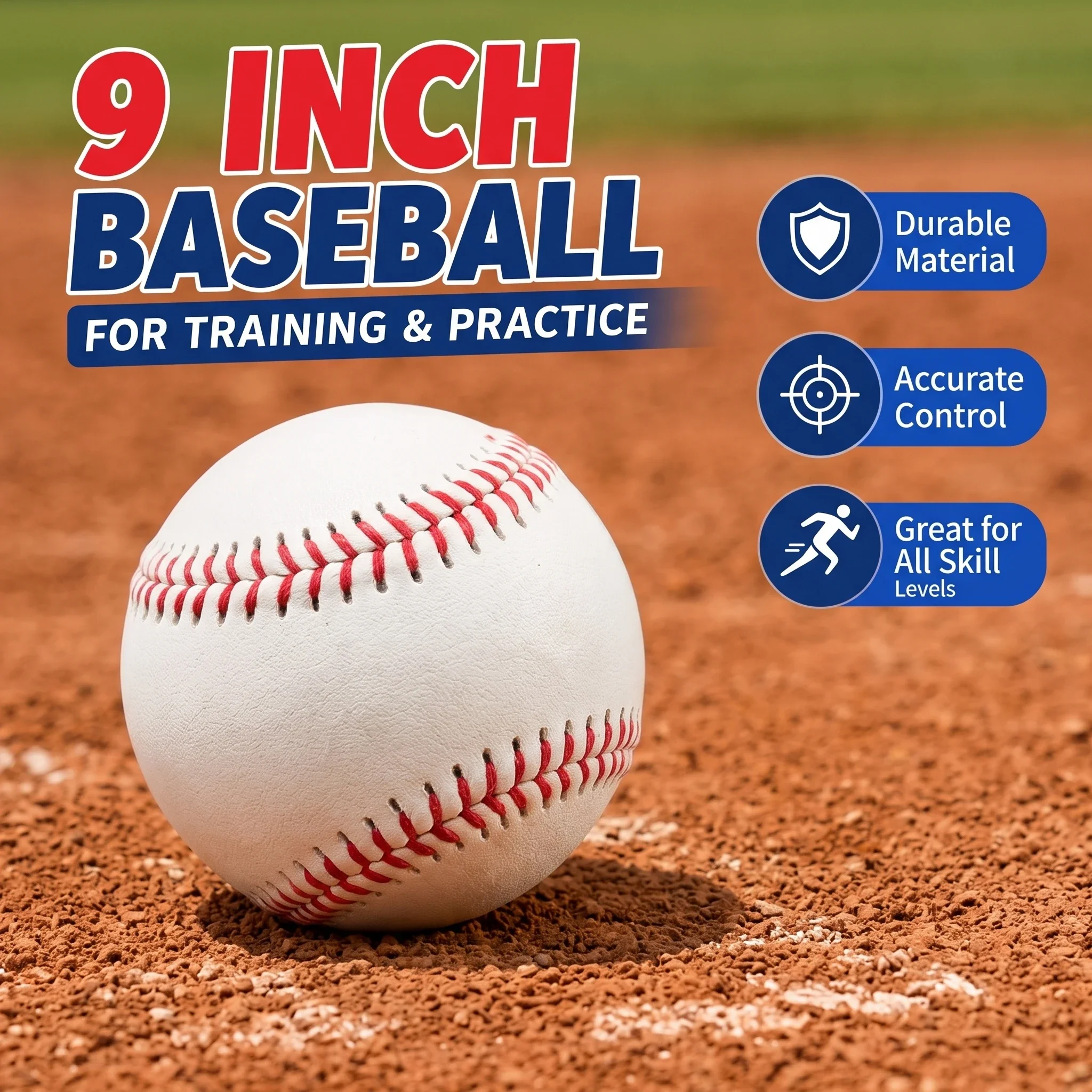 9 Inch Baseball Training Ball, Standard Size PVC Hard Ball with Wood Chip Core or Soft Ball with Rubber Core for Practice