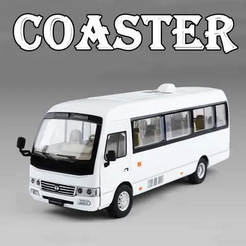 1:24 Coaster Toy Car Models Mini Bus Alloy Diecast RAV4 SUV Sound Light Doors Opened Shock Absorption Pull Back Gifts for Boys
