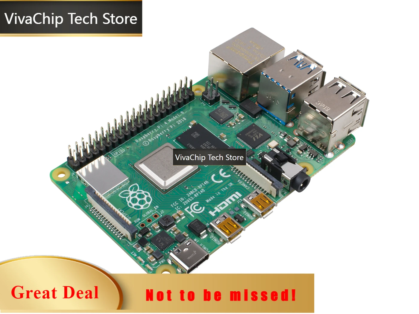 VivaChip TechRaspberry Pi 4 Computer Model B, Single Board Computer for Building Mini PC/Smart Robot/Game Console/Workstation/Me