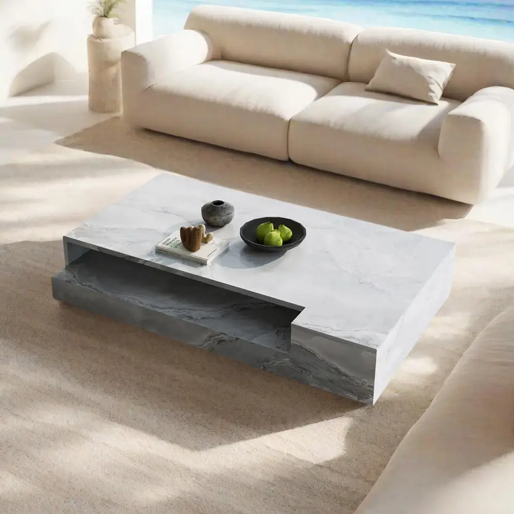

Rectangular Jade Marble Coffee Table, Artistic Designer Luxury Stone, Heat & Scratch Resistant, Natural Veining, Customizable