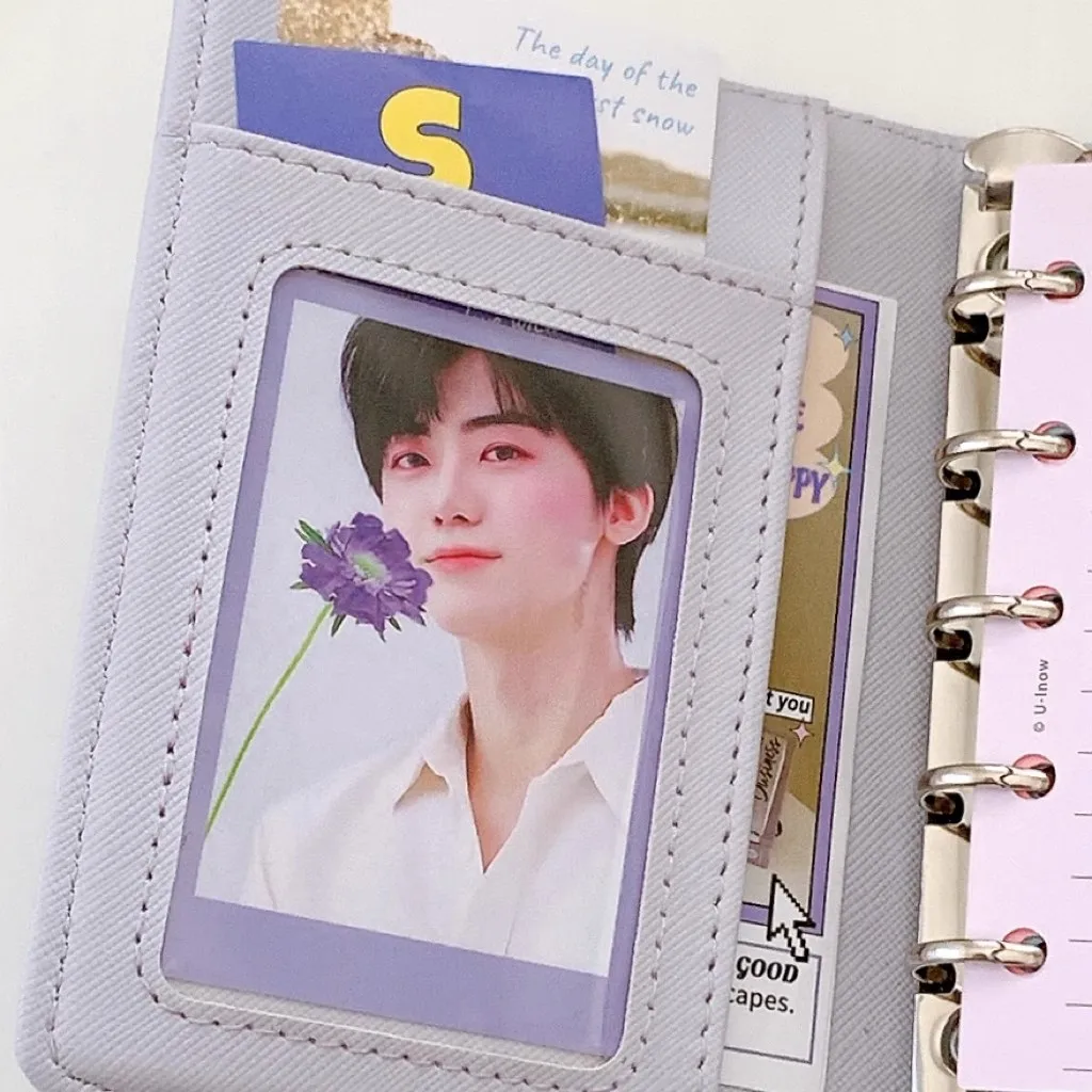 M5 small notebook light purple soft leather photo album binder mini notepad portable pocket diary