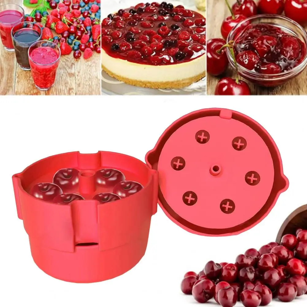 Mess-free Cherry Pitting Tool Stainless Steel Cherry Olive Pitter Tool with 6 Holes for Easy Core Removal for Prunes for Quick