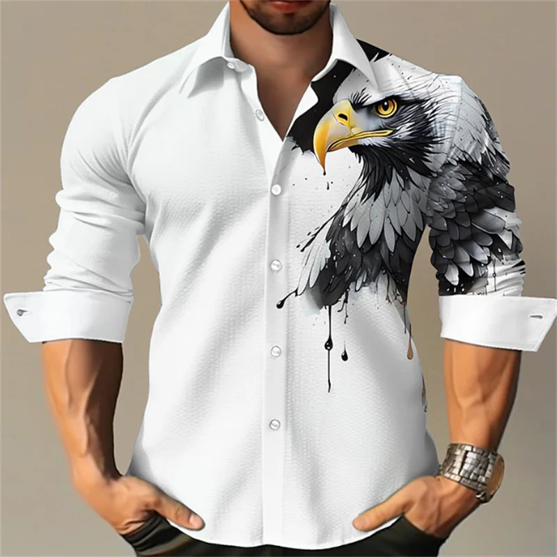 Camisas con patrón personalizado para hombre, manga larga con solapa impresa, tamaño grande, diario, negocios, informal, mangas largas cómodas