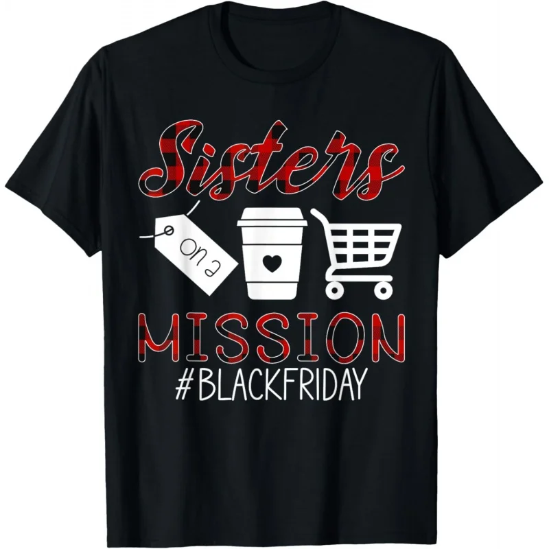 Funny Friday Squad Black Shopping Season Sisters On Mission T-Shirt