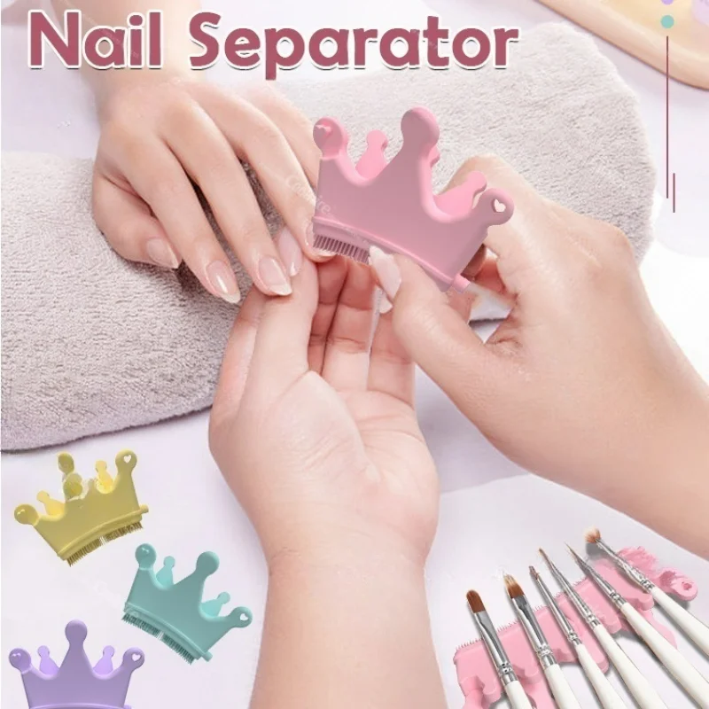 

Silicone Nail Brush Multifunctional UV Gel Remove Polish Clean Brush Dust Finger Divider Crown Modeling Pen Rack Soft Nail Tool