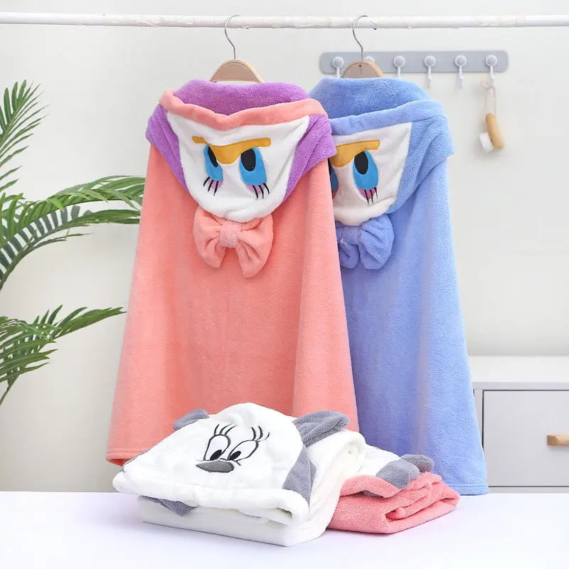 Asciugamani con cappuccio per bambini Asciugamano da bagno super morbido per neonato Coperta in pile di corallo Accappatoio per bambini Cartone animato per bambini Roba per bambini