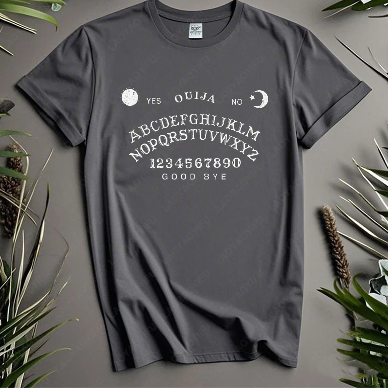 OUIJA BOARD Mystifying Oracle Cotton TShirt Talking Spirit Planchette Seance Ghost Tees Unique Letters Printed Camisetas Tops