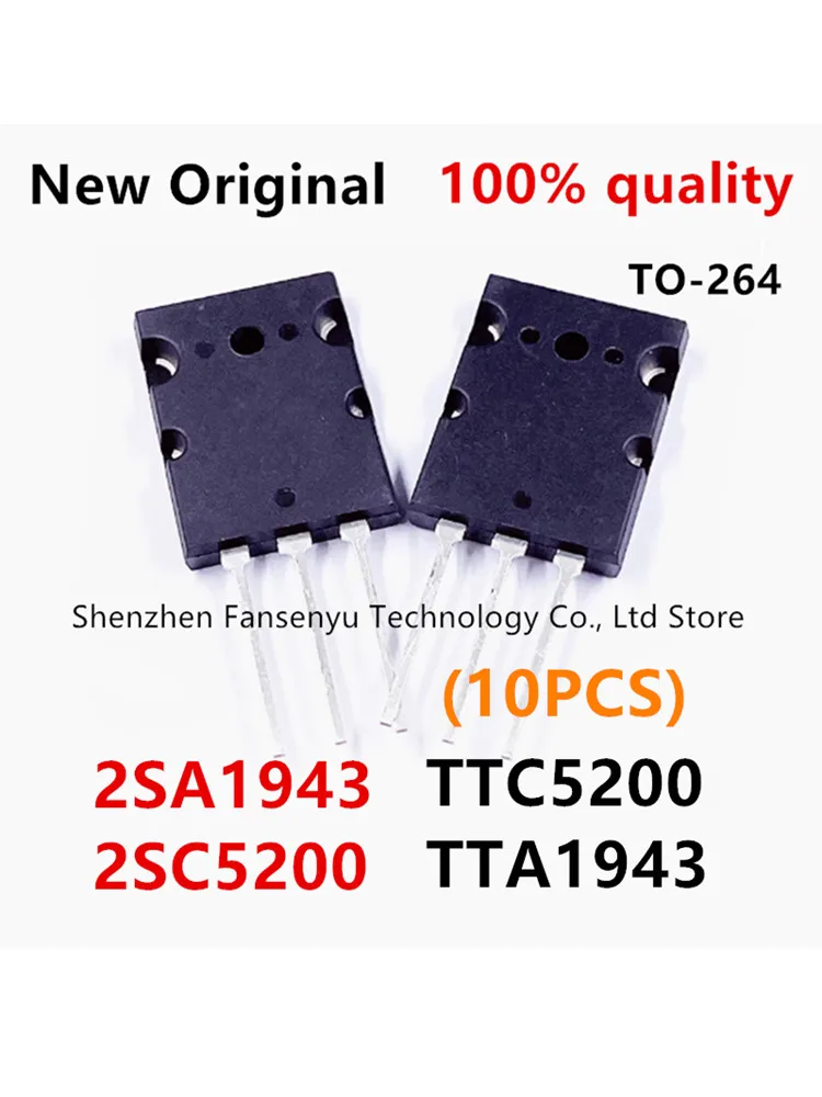 (10piece) 100% New 2SA1943 TO-3P 2SC5200 TO-3PL 3pair (5PCS SC5200 SA1943) TTC5200 TTA1943 Chipset