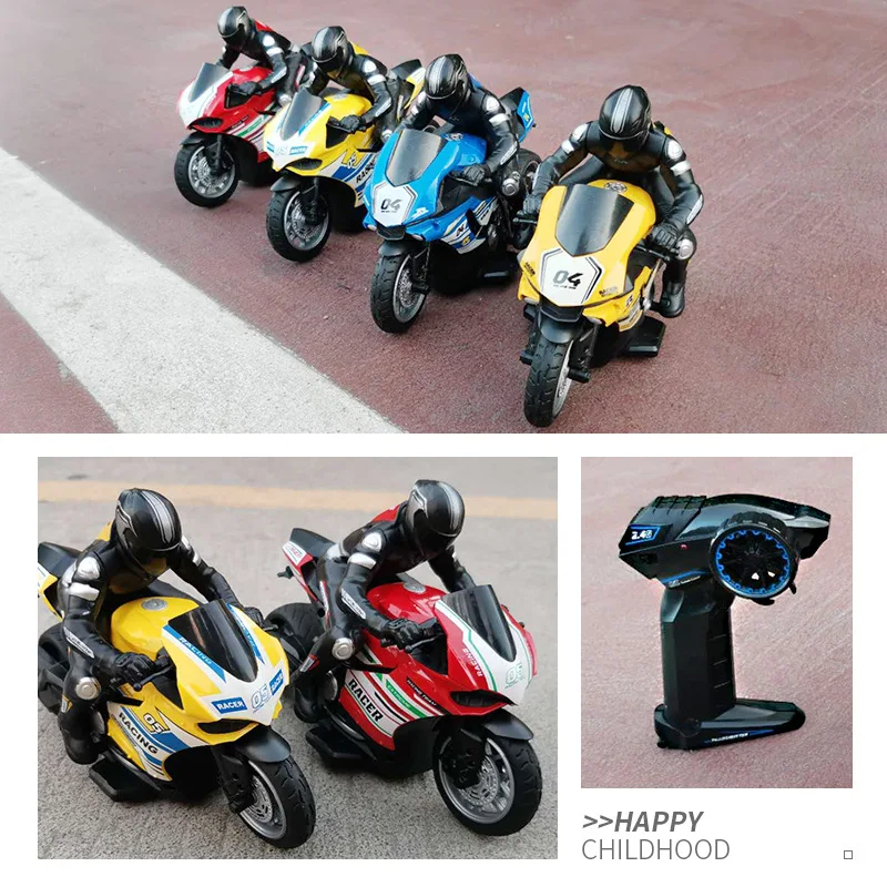 Voiture de course à moteur électrique RC Hurcycles, haute vitesse, télécommande 4CH, cadeau de modèle de moto à la dérive, jouets 1/6