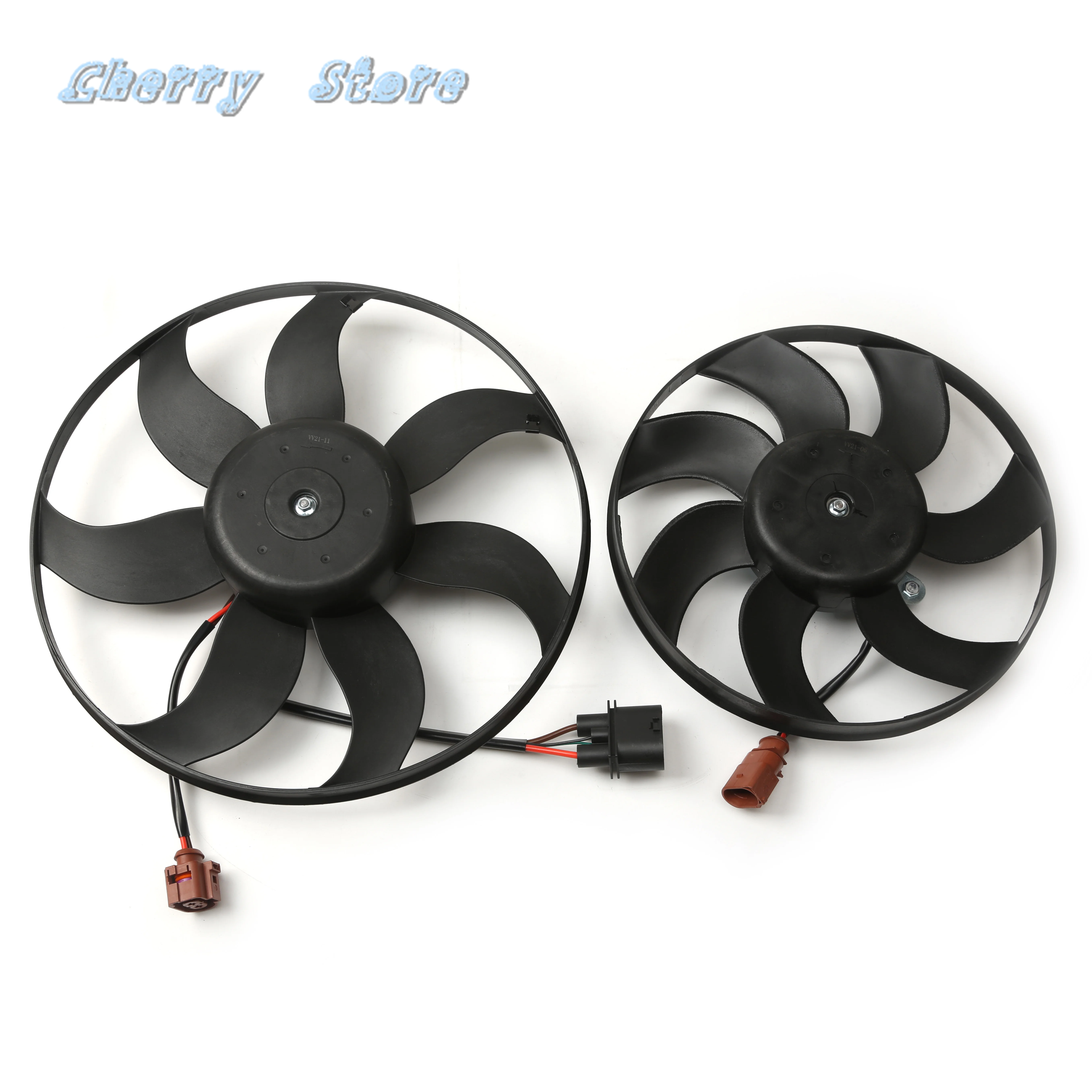 Car Radiator Cooling Fans Set For VW Caddy Eos 2006-2011 Touran Golf Audi A3 Cabriolet TT Coupe 048106N 3C0959455F