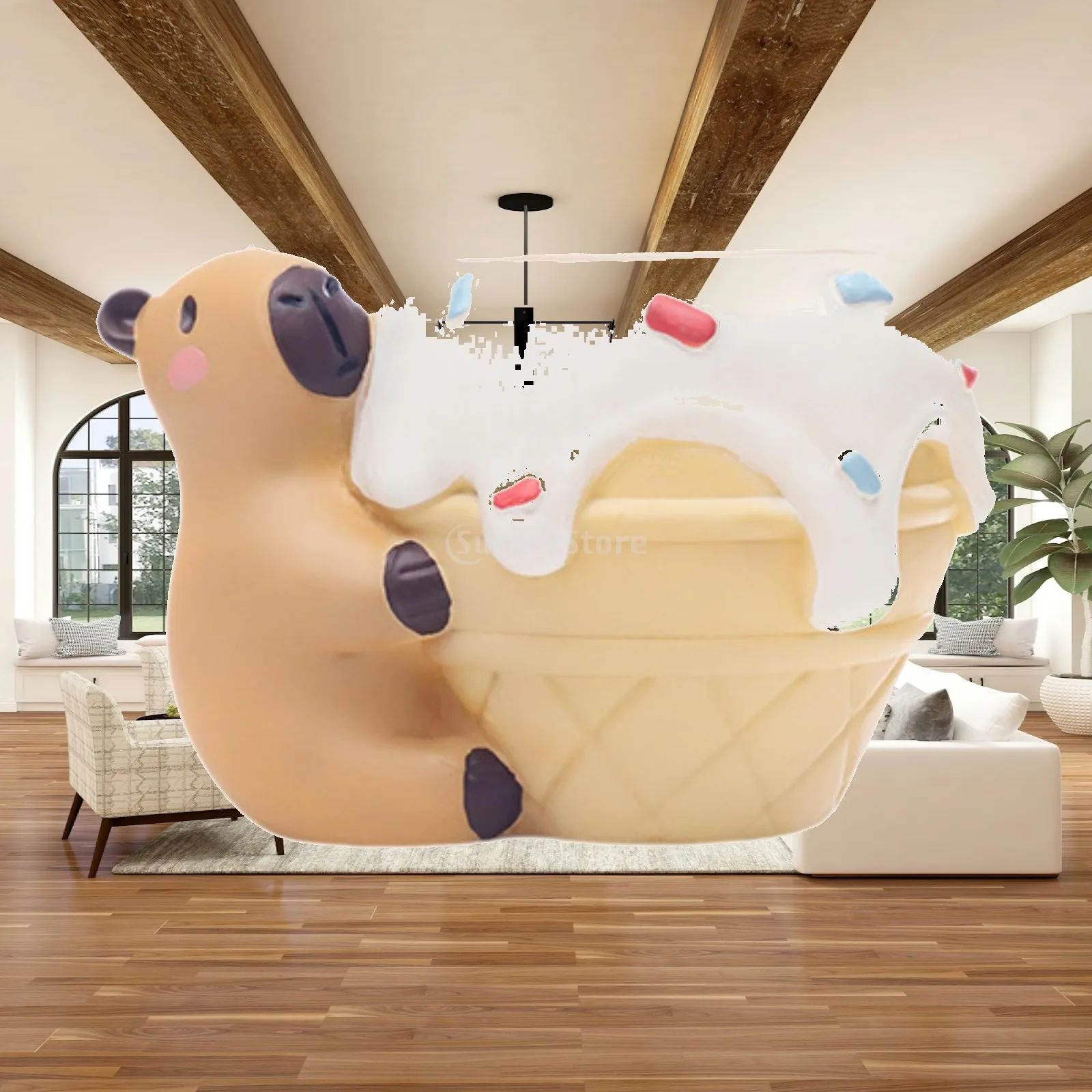 Creative Capybara Shaped Resin Flowerpot with Drain Hole for Balcony Desk Decor Cute Animal Planter Gift