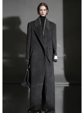 Office Lady One-Button Camel Hair Woolen Long Jackets 2025 Autumn And Winter Suit Collar Simple Loose X-Long Women's Wool Coats