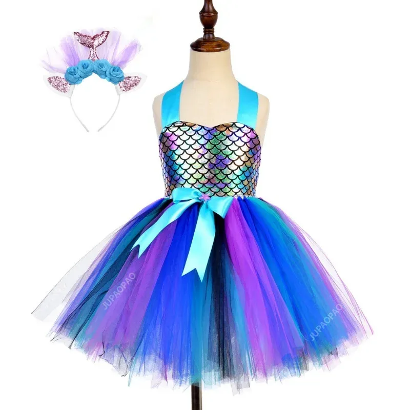 

New Christmas Mermaid Girl Party Children's Clothing Mermaid Girl Tutu Cute Dress Leading Role Playing Mermaid Carnival Dress