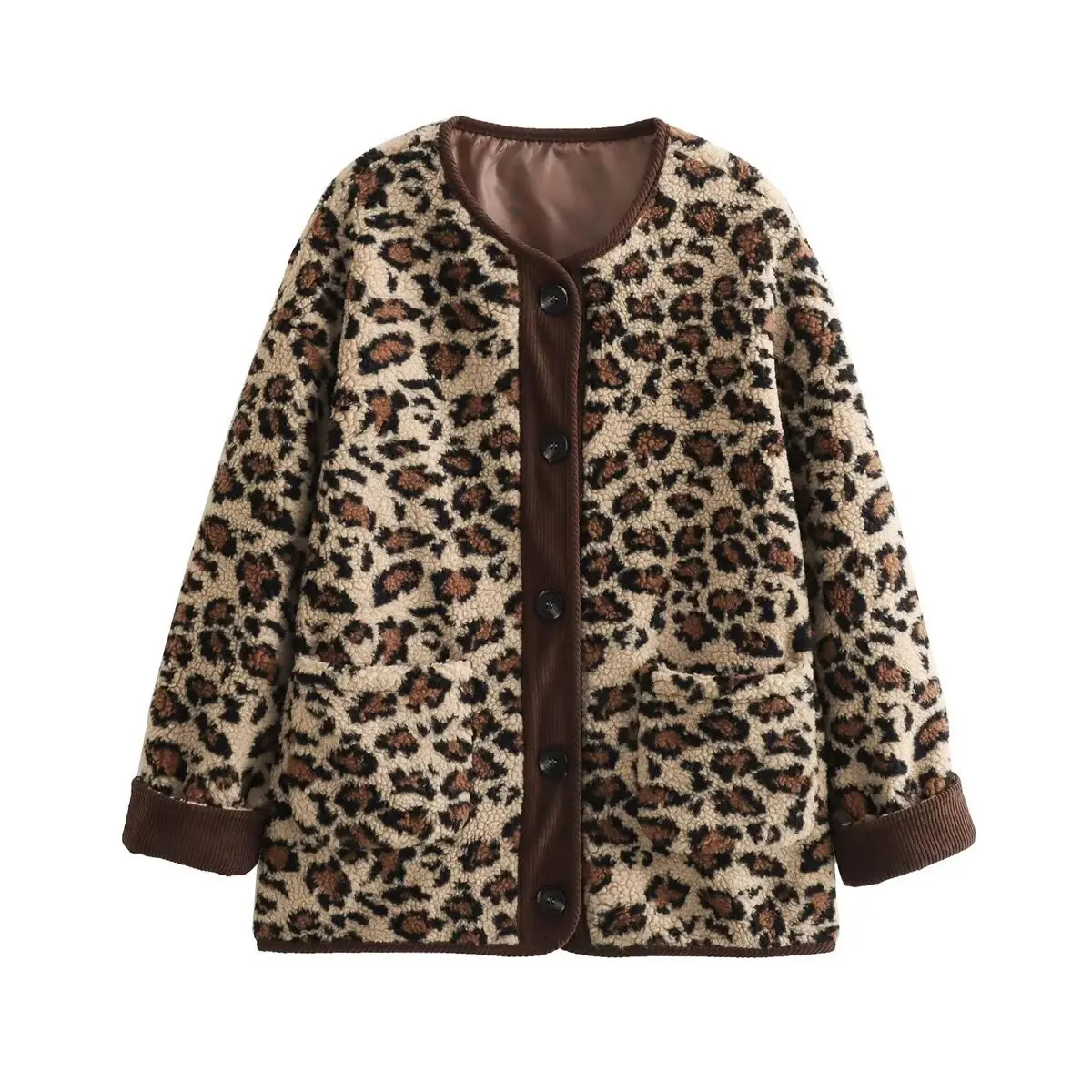 Women's Autumn And Winter American Leopard Print Casual Loose Long Sleeved Jacket For Women A34397