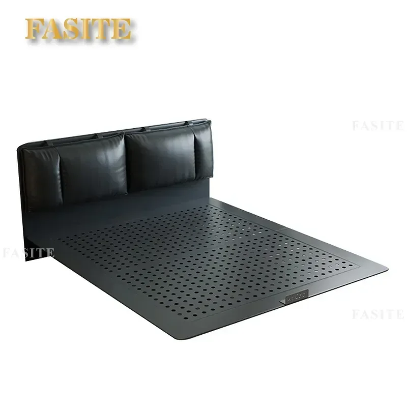 For Italian Minimalist Suspension Bed Carbon Steel Frame Master Bedroom Double Bed Soft Leather Upholstered Zero Glue Eco