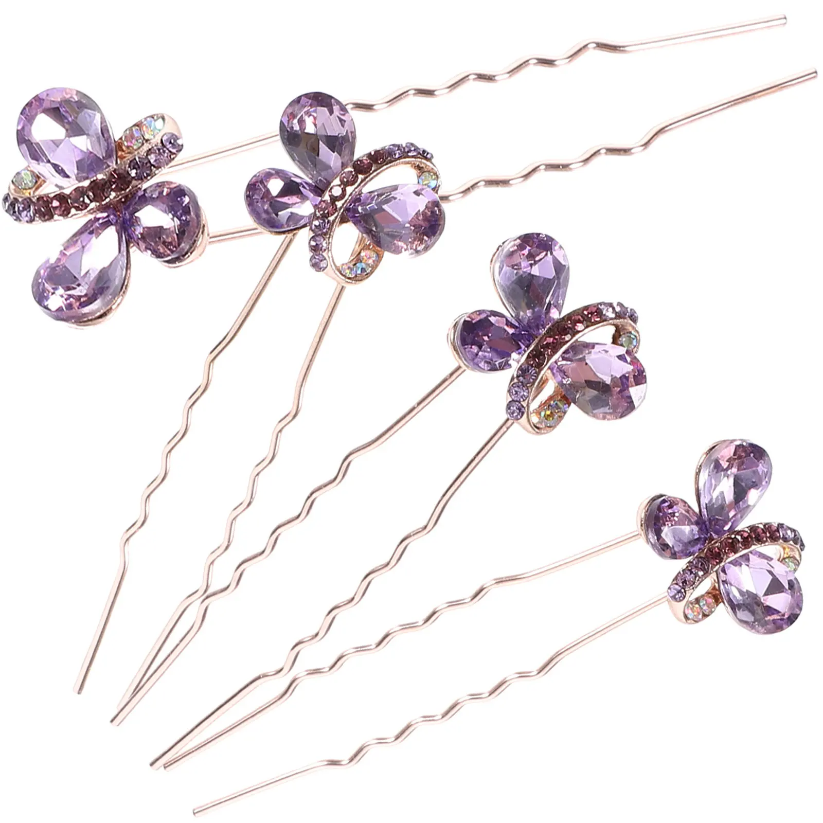 

Набор из 4 заколок для волос в форме буквы U со стразами, хрустальные свадебные заколки, декоративные вилки для волос для невест и подружек невесты