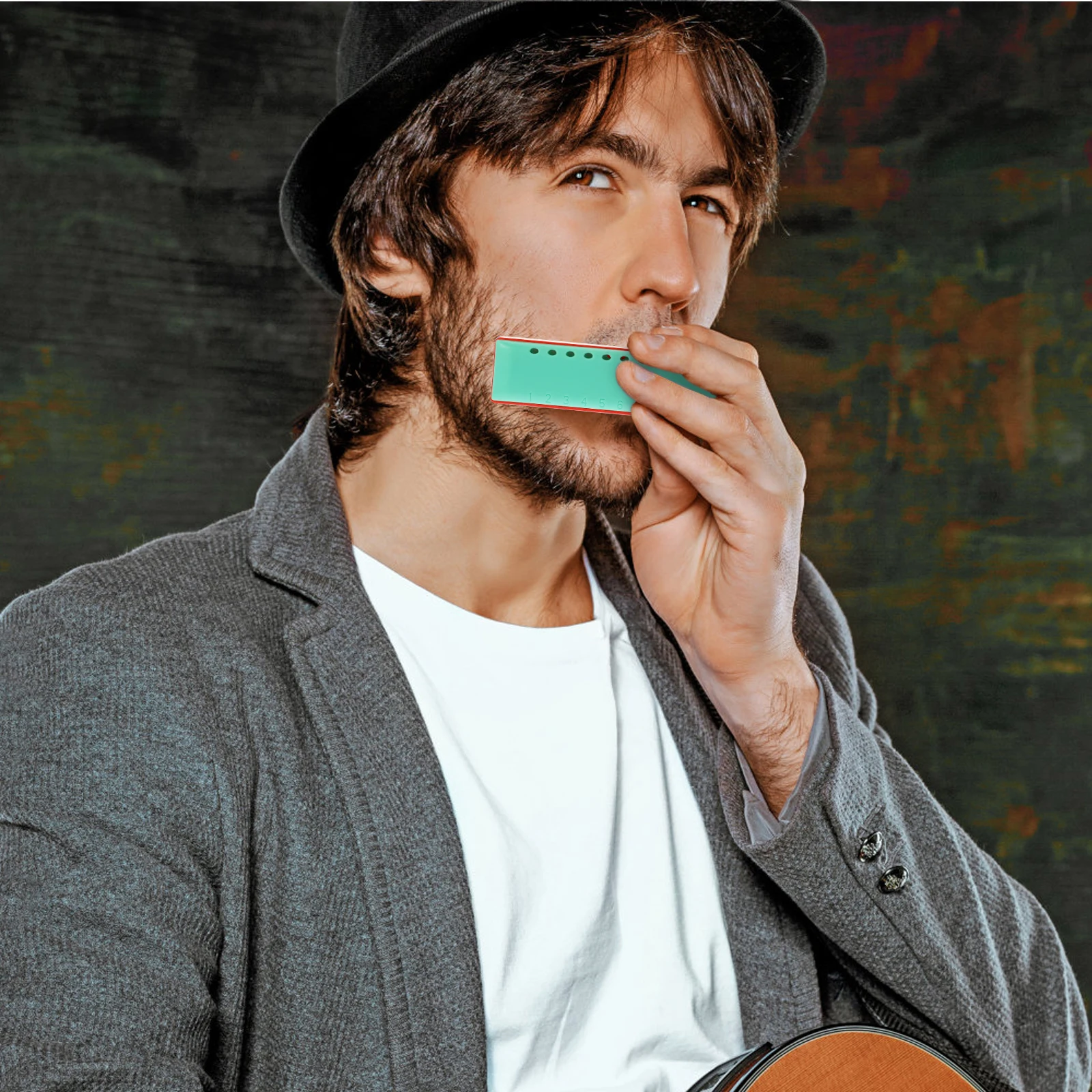 

10pcs 10 Hole Harmonica Green Red Mini Portable Musical Instrument for Beginners Adults Practice Small Light Weight Smooth Safe