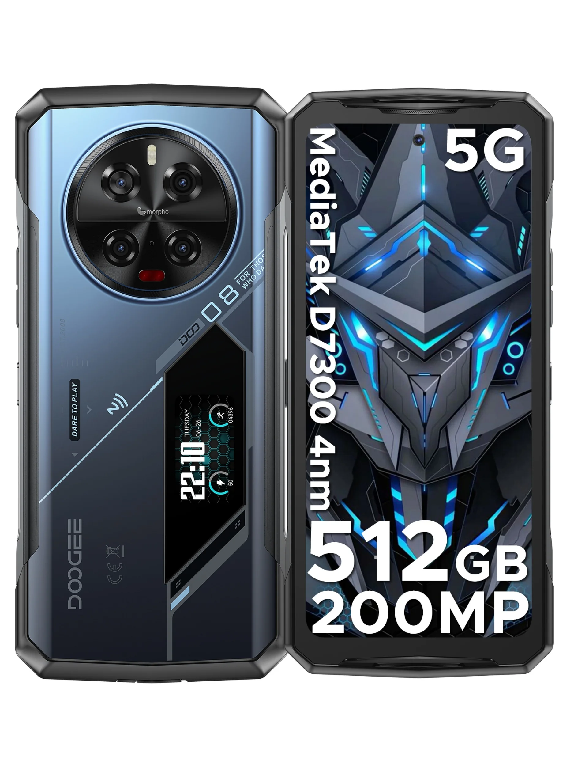 DOOGEE V40 Pro 5G Robuuste Smartphone met 36GB RAM + 512GB ROM, Dimensity 7300 processor, 6.78 inch FHD+ scherm, 200MP camera, 8680mAh batterij en NFC. - afbeelding 2