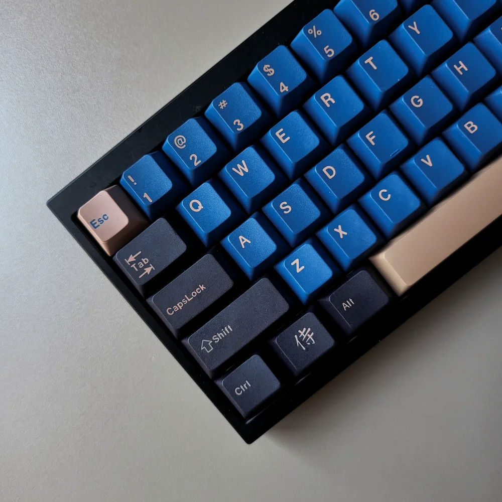 GEFENSI GMK Blue Samurai Cherry Keycap Set PBT 137 Keys Personalized Mixed Color For MX Switch 60/84/90/104/108 Mechanical Keybo