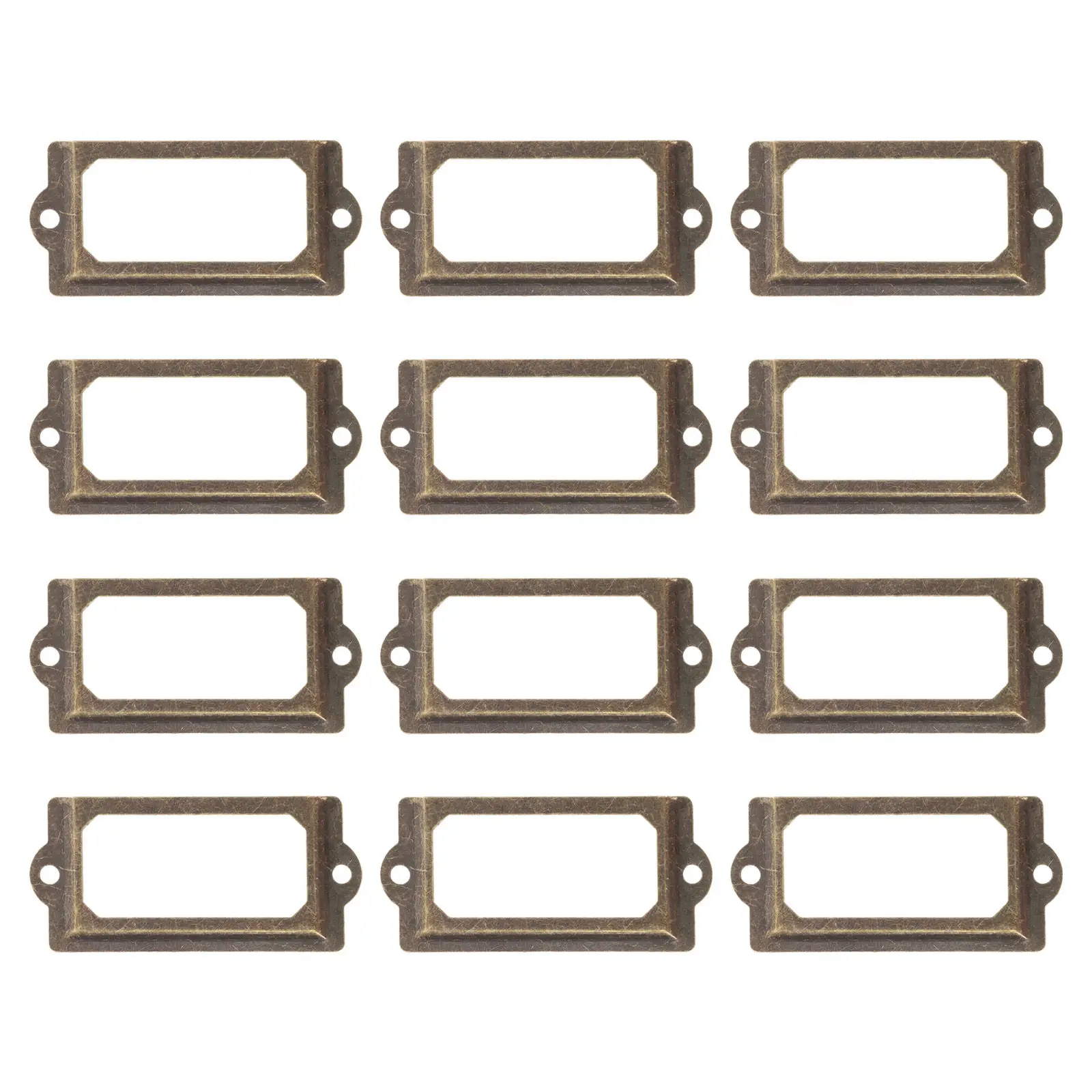 12Pcs Vintage Label Frames Metal Drawer Tag Holders Cabinet Card Holders Retro Organizer Smooth Burrs Free Surface