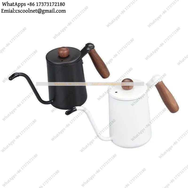 JS03 Walnut Hand Brewing Pot 304 Stainless Steel Coffee Pot Slender Mouth Drip Kettle Strap Handle Kitchen Utensils