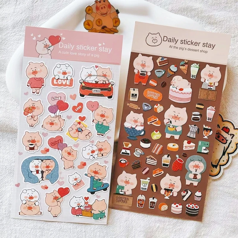 Korea Cute Pig‘s Dessert Sticker Scrapbooking Material BONITO DIY Hobby Craft Supplies DIY Stationery Journaling Stickers - Image 2