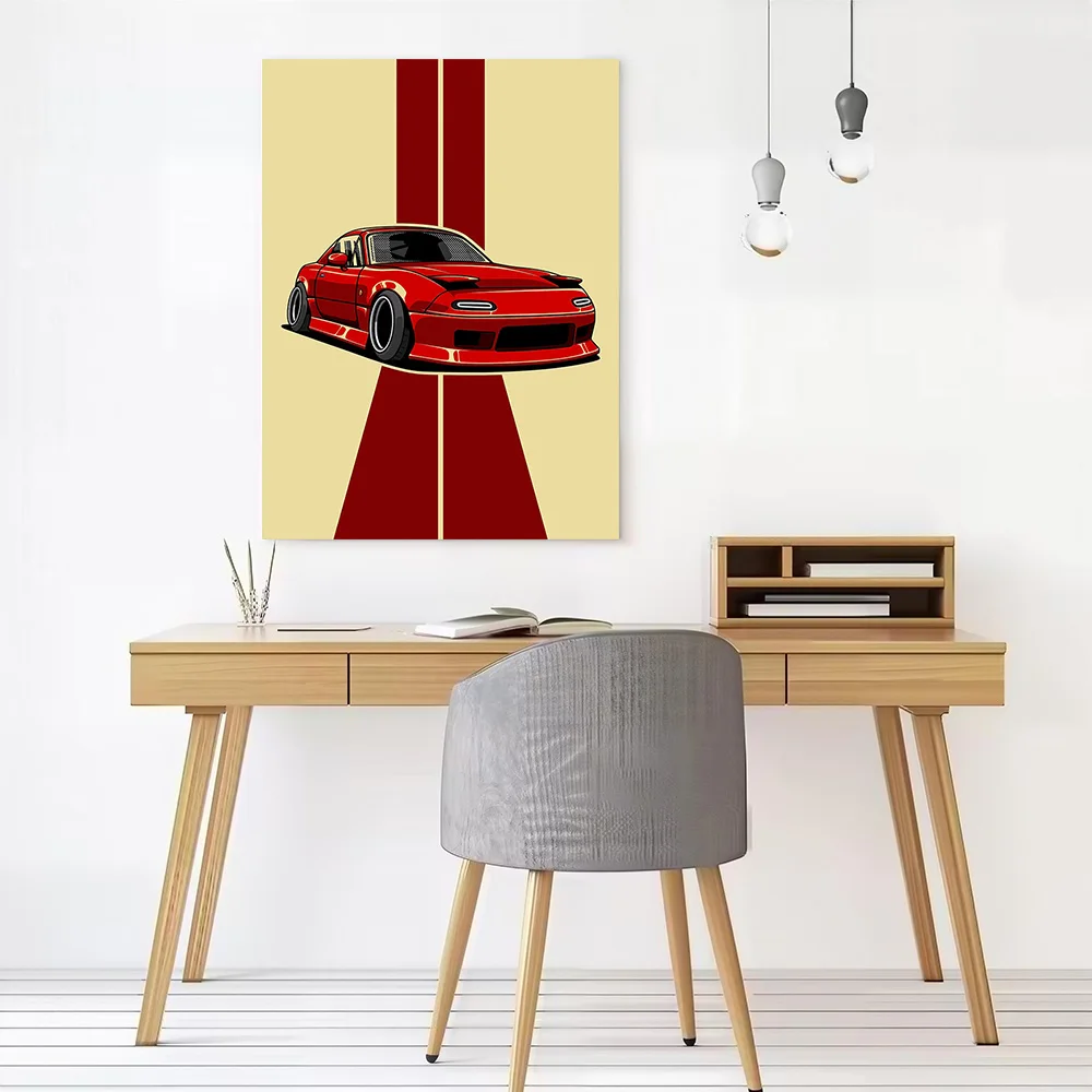 Red Sports Car Miata MX5 Vintage Poster Customizable Printed Canvas Painting for Pictures Wall Art Bedroom Decoration Room Decor