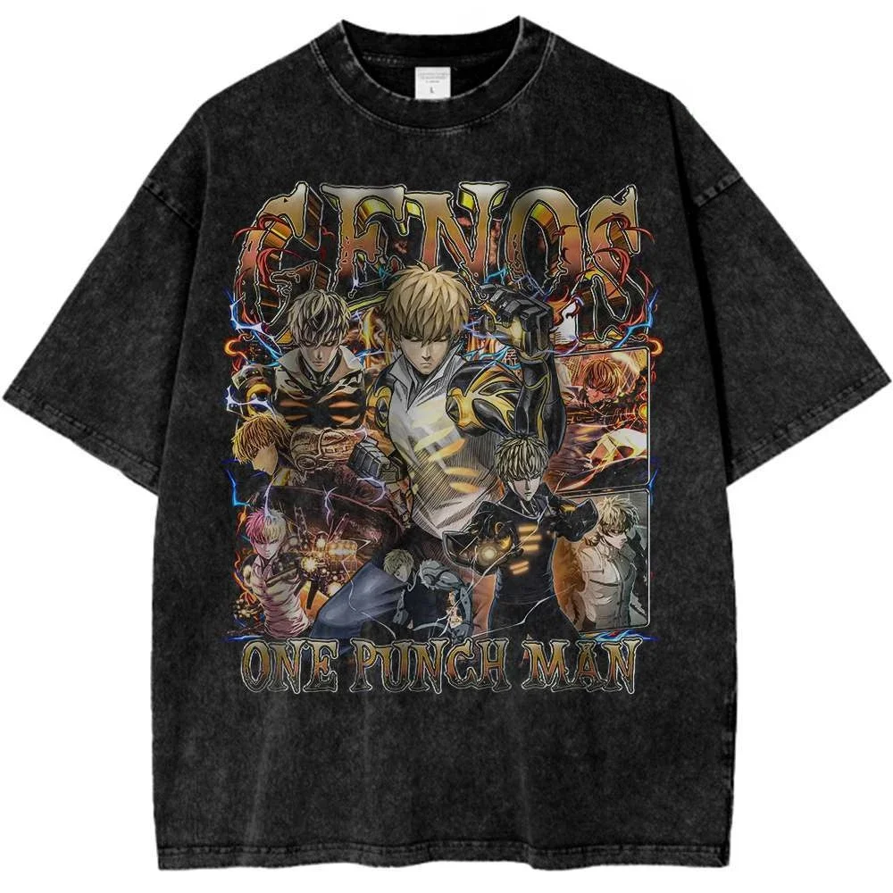 Saitama Shirt One Punch Man Shirt Anime Shirt Vintage T-Shirt Designer Illustration Muster Straße Harajuku Sommer 2025, Neu