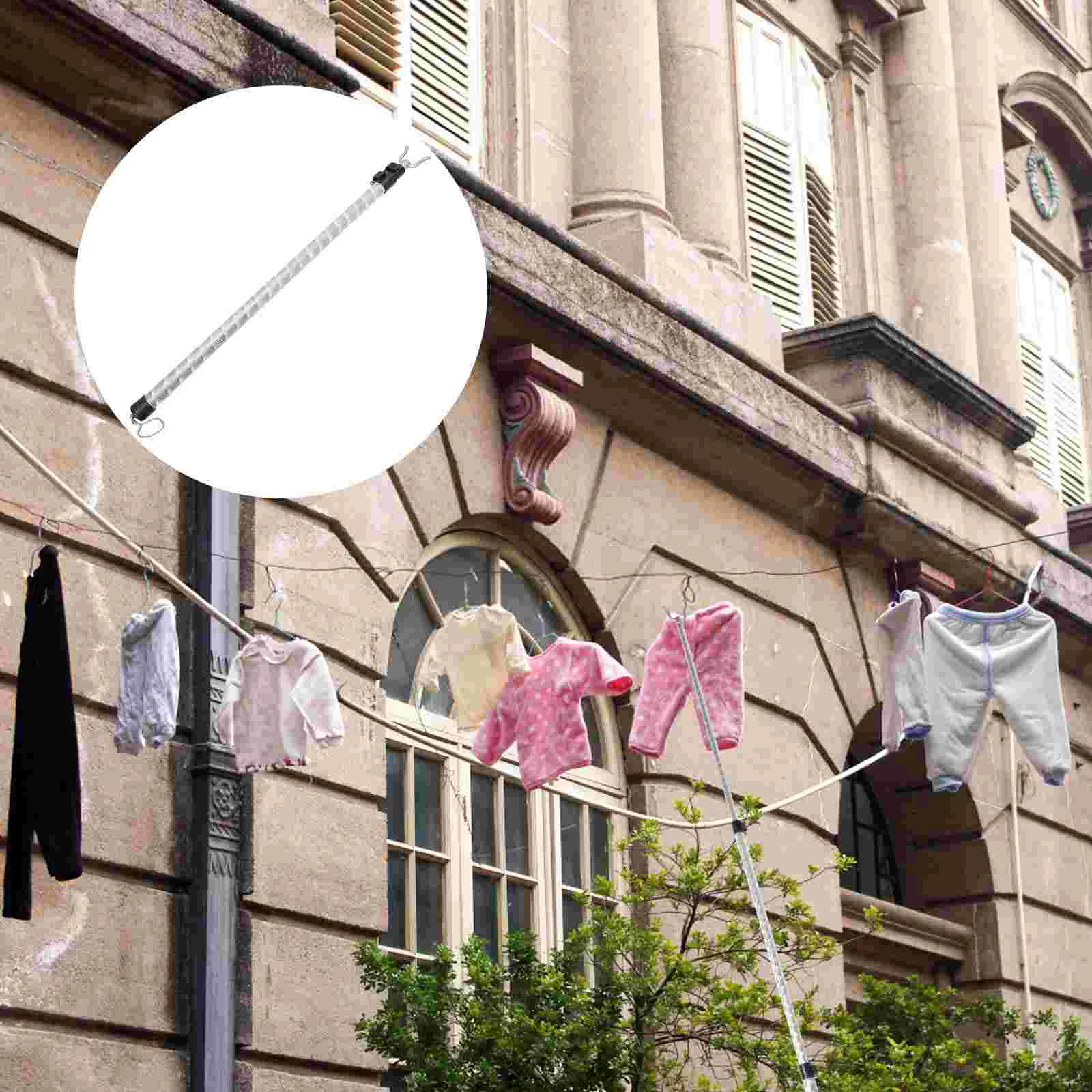 

Clothes Pole Simple Clothing Sturdy Balcony Retractable Clothesline Rod Lightweight Household Drying Hangers