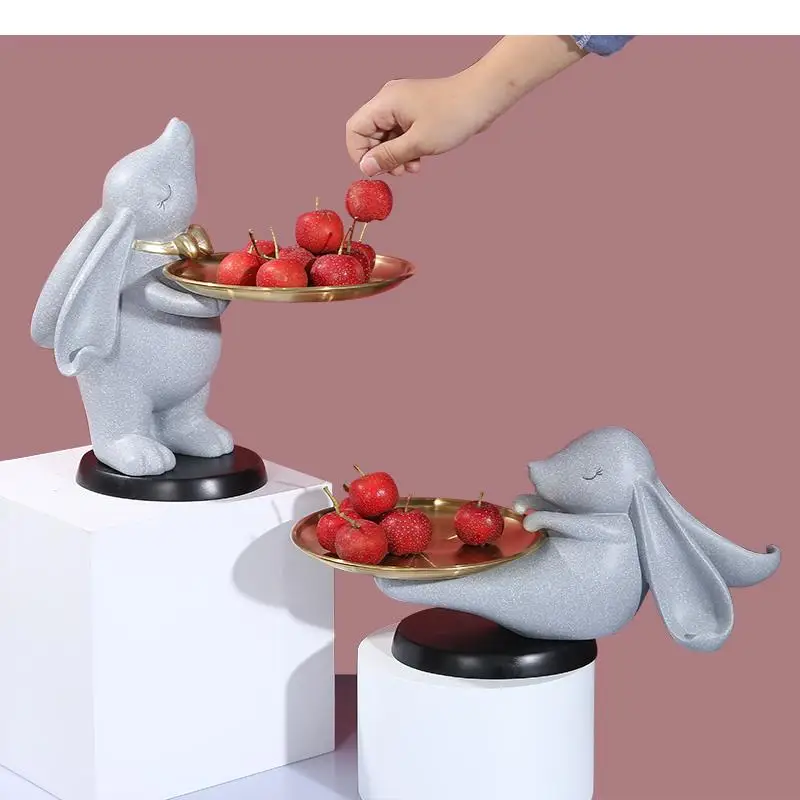 Creativity Resin Rabbit Tray Desktop Storage Organization Abstract Cartoon Crafts Ornaments Modern Home Decoration Accessories