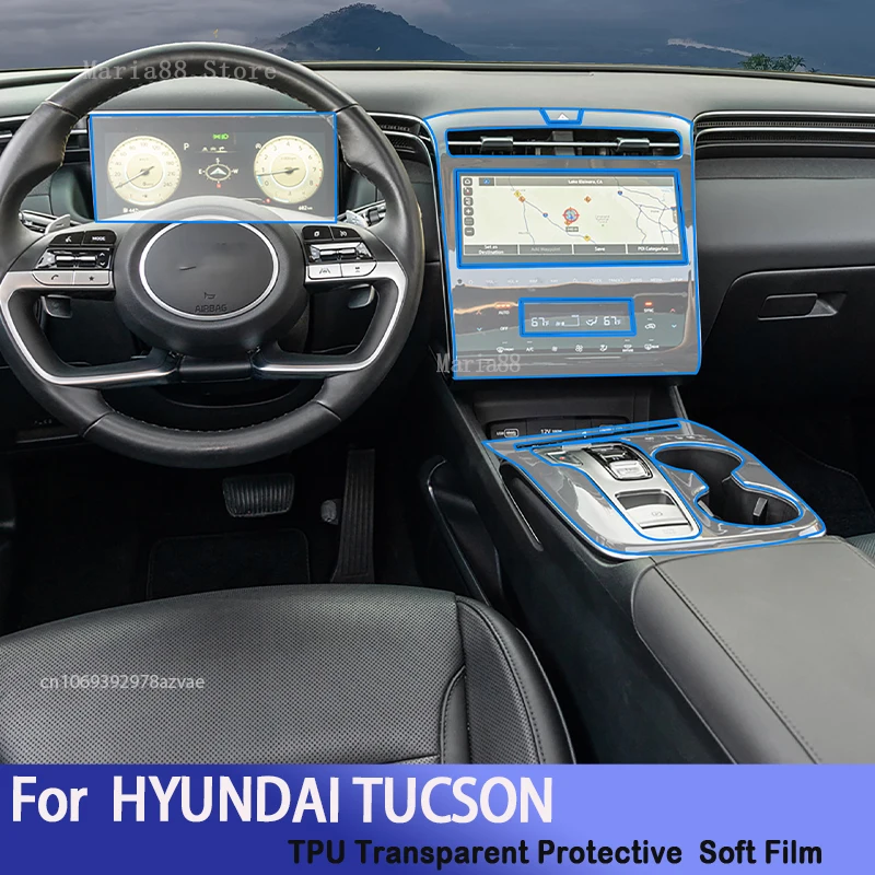 

For HYUNDAI TUCSON (2021-2022) Car Interior Center Console Transparent TPU Protective Film Anti-scratch Repair Sticker