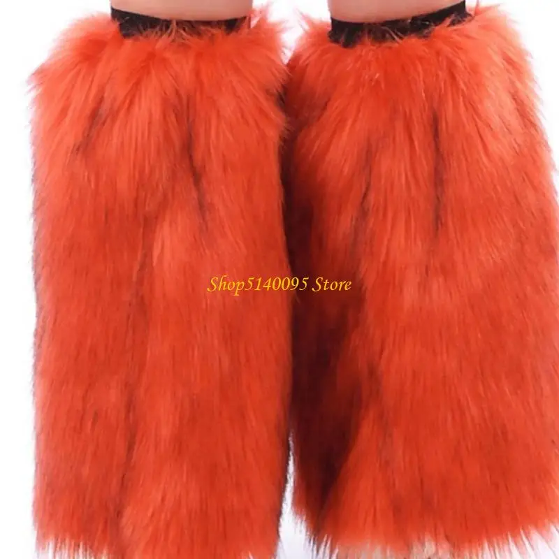 DXAE Bright Costume Leg Sleeves with Furry Long-Pile Polyester Texture