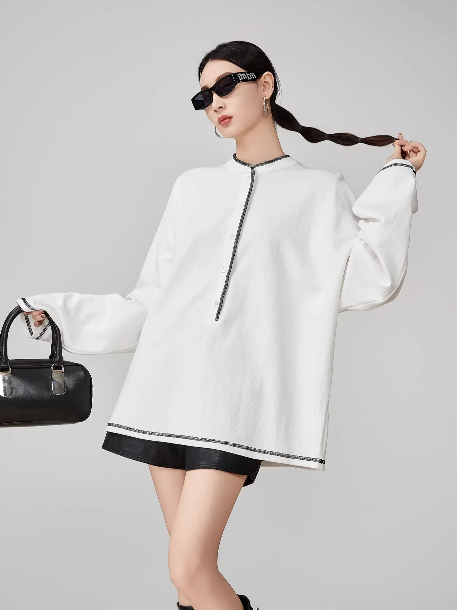 

Новая китайская белая футболка с длинным рукавом для женщин, свободный базовый топ, модная новинка весна-лето, для повседневной носки