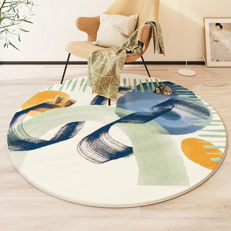 

Round Living Room Large Area Carpet Bedroom Modern Coffee Table Carpets Desk Thickened Non Slip Bay Window Balcony 2023 New Rug