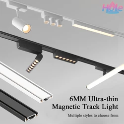 Black White 6mm Ultra Thin Ceiling Surface Mount 48v Magnetic Track Light System Magnet Rail Lamp LED Spotlight Indoor Living