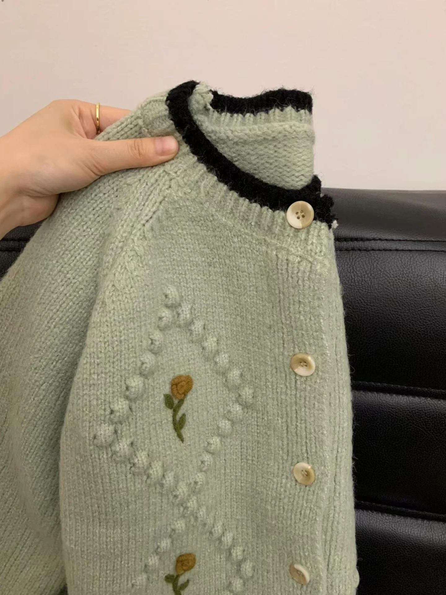 

Sweet Design Sense Soft Knitted Floral Embroidery Open Cardigan Women's Autumn Winter New Sle Sweater Loose Fit Long Sve