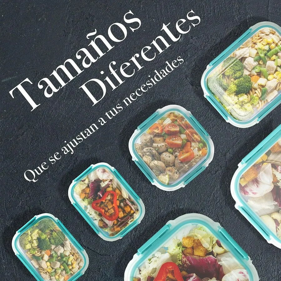 منظمات تخزين حاويات الطعام الزجاجية لمخزن المطبخ | خالية من مادة BPA | مانعة للتسرب | دليل على الرائحة | مقاومة للبقع | 12 مجموعة | ف #4