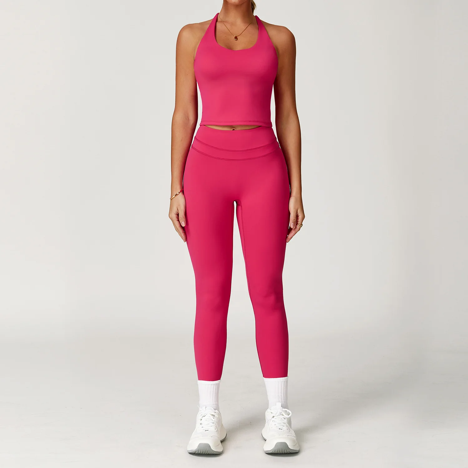 Women's 2PCS Yoga Set  Sportswear  Clothing  Gym Quick Drying Legging Fitness Sexy Bra Crop Top Short Sleeves Sports Suit Set